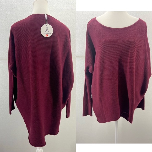 NWT Women's Off Shoulder Sweater Long Sleeve Loose Pullover Knit Jumper SIZE S - Picture 3 of 13